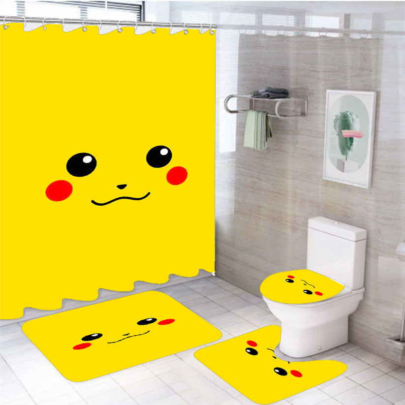 Pokemon Pikachu Vector 4Pcs Bathroom Set Shower Curtain