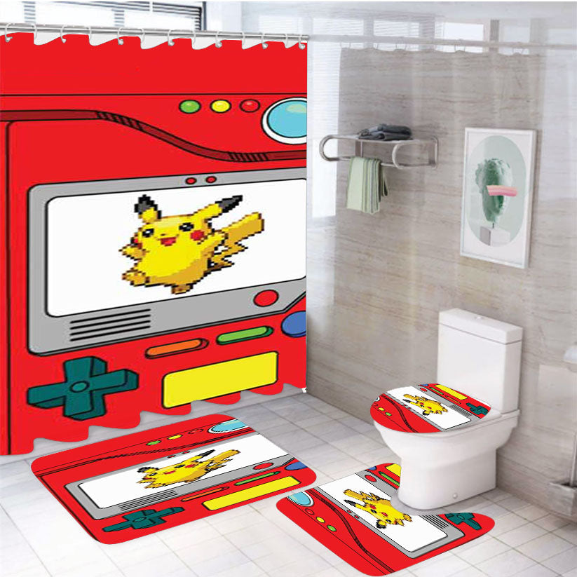 Pokemon Pokedex Sprite 4Pcs Bathroom Set Shower Curtain