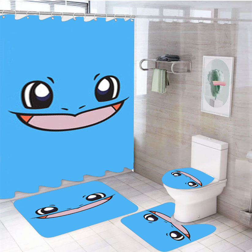 Pokemon Squirtle 4Pcs Bathroom Set Shower Curtain