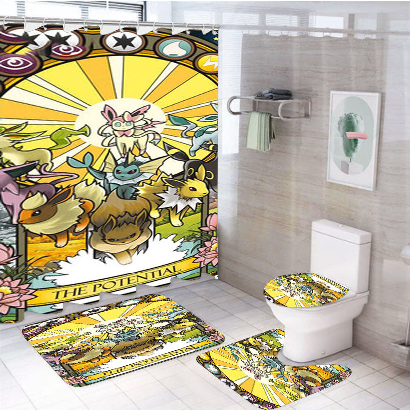 Pokemon The Potential 4Pcs Bathroom Set Shower Curtain