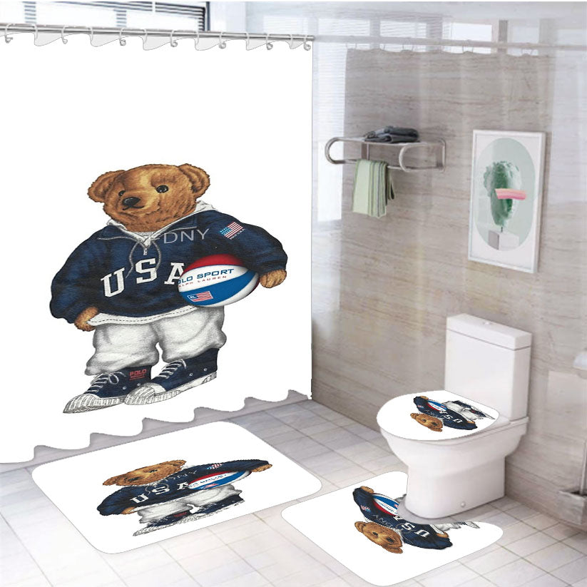 Polo Sweater Ralph Laurens Basketball 4Pcs Bathroom Set Shower Curtain