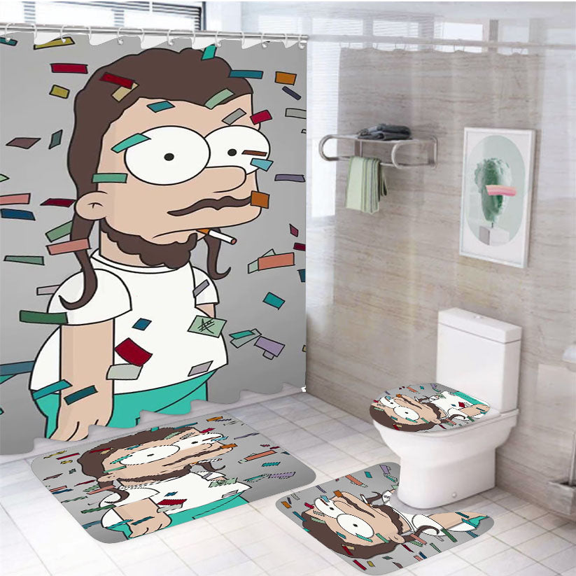 Post Malone Simpsons 4Pcs Bathroom Set Shower Curtain