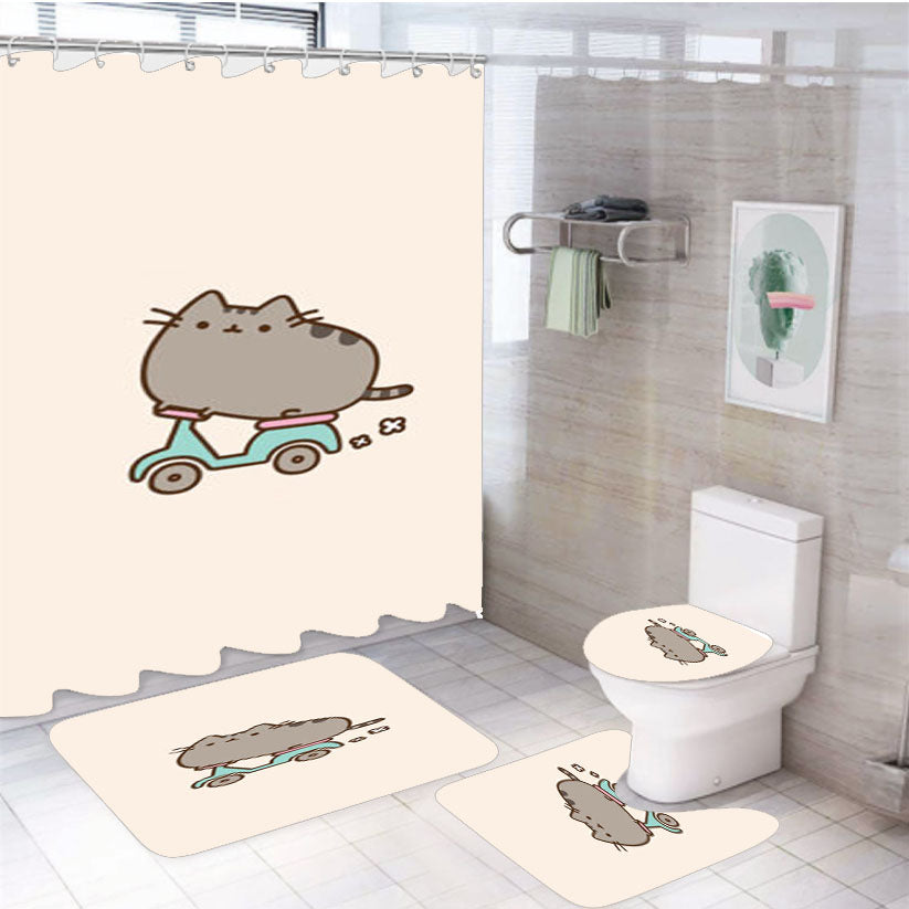 Pusheen Cat 4Pcs Bathroom Set Shower Curtain