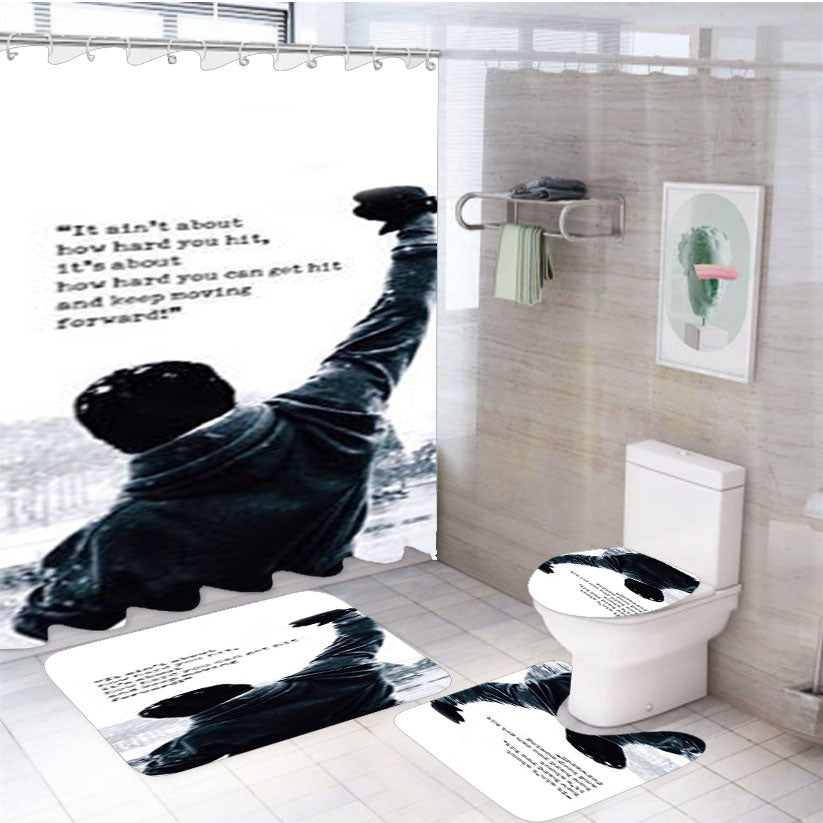 Rocky Balboa 4Pcs Bathroom Set Shower Curtain