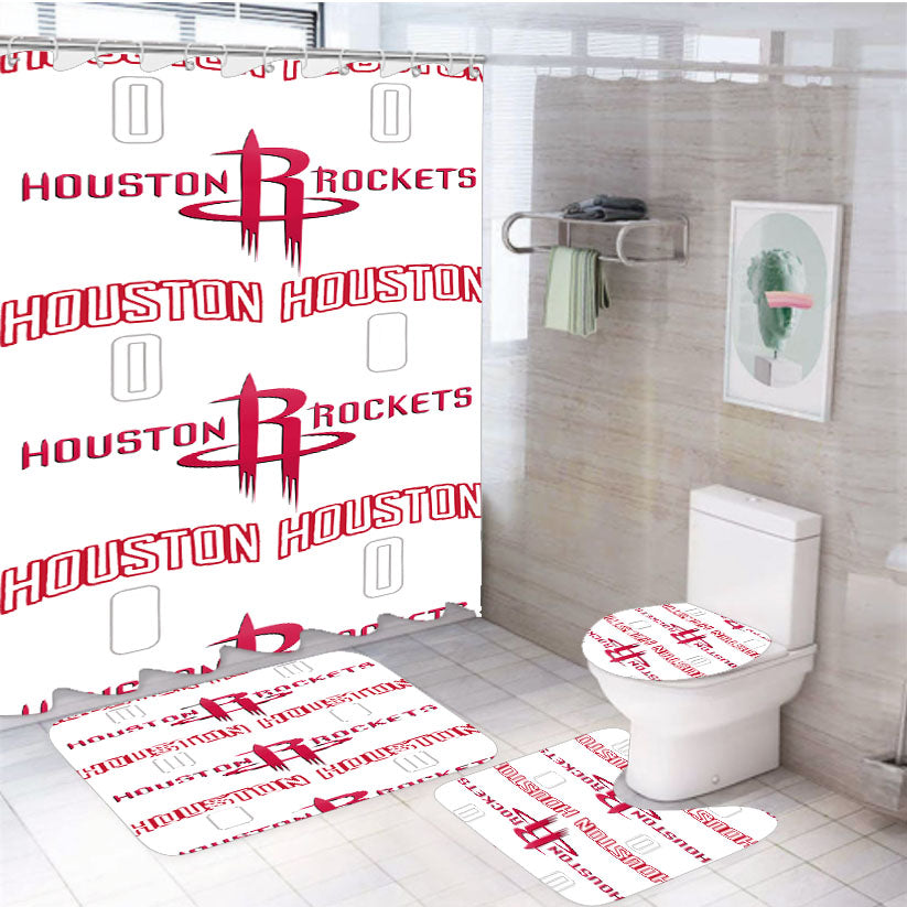 Russell Westbrook Houston Rockets Jersey 0 4Pcs Bathroom Set Shower Curtain