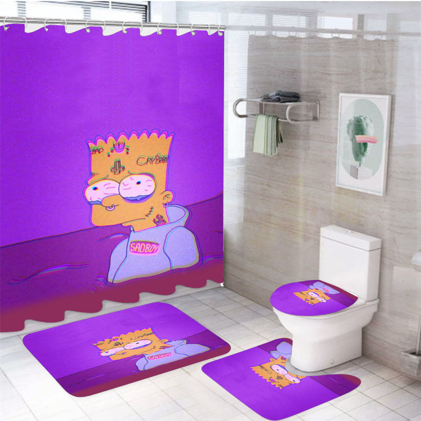 Sad Boy Simpsons Xxtenations 4Pcs Bathroom Set Shower Curtain