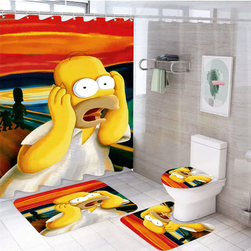 Scary Painting Scream Homer J Simpsons 4Pcs Bathroom Set Shower Curtain