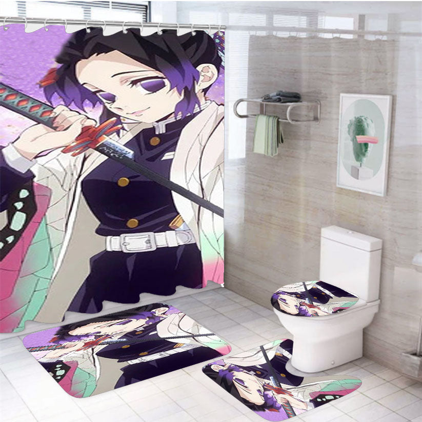 Shinobu Kocho Demon Slayer Anime 4Pcs Bathroom Set Shower Curtain