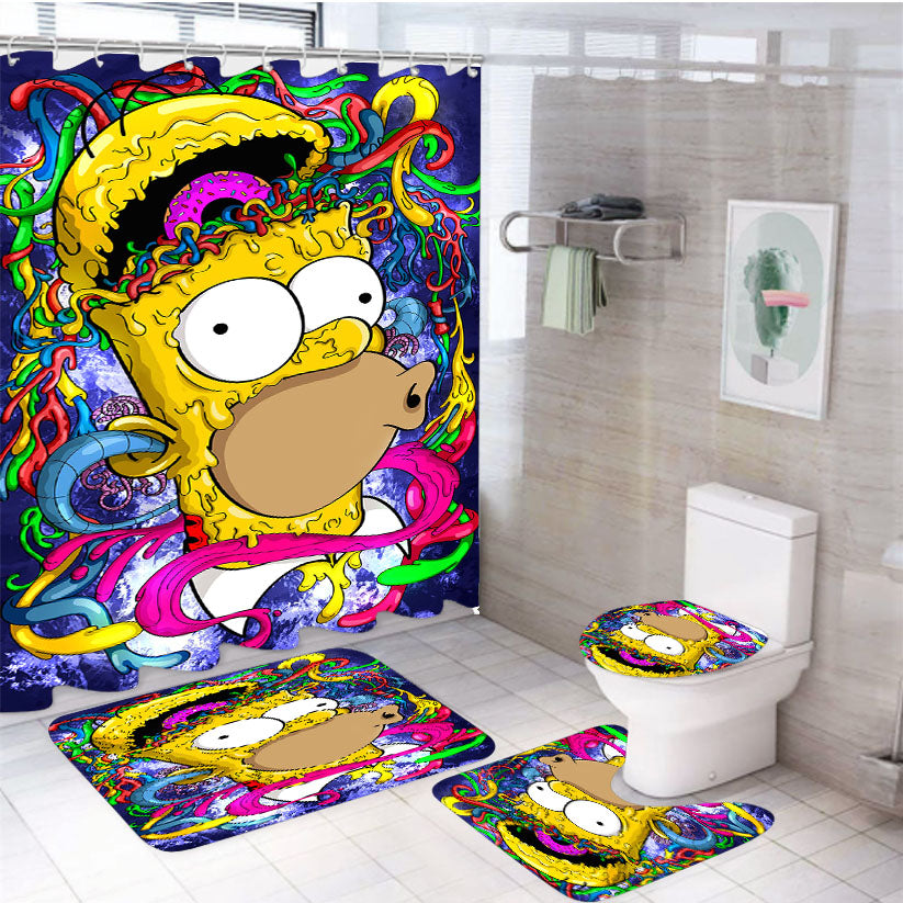 Simpson Abstrak Art 4Pcs Bathroom Set Shower Curtain