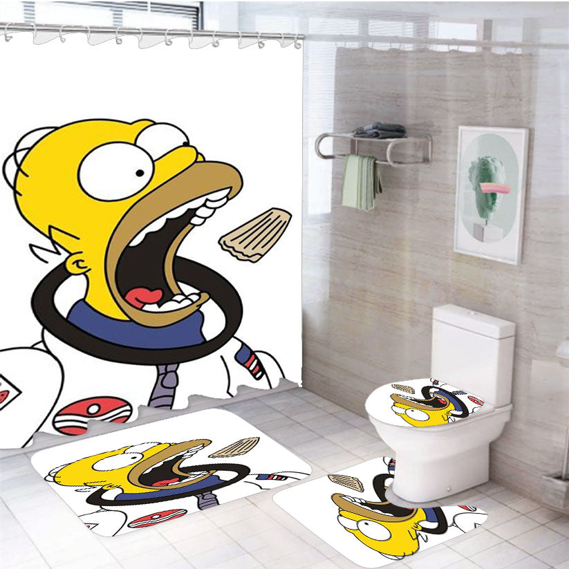 Simpson Eaten 4Pcs Bathroom Set Shower Curtain