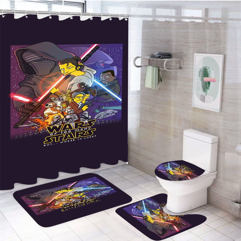 Simpson Wars Of Too Many Stars 4Pcs Bathroom Set Shower Curtain