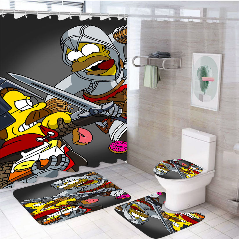 Simpsons Assassin'S Creed 4Pcs Bathroom Set Shower Curtain