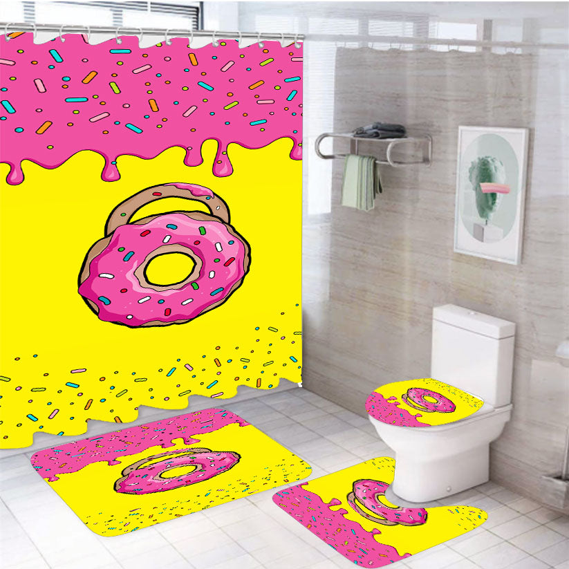 Simpsons Donut 4Pcs Bathroom Set Shower Curtain