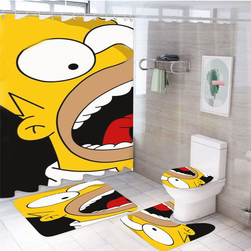 Simpsons Shout 4Pcs Bathroom Set Shower Curtain