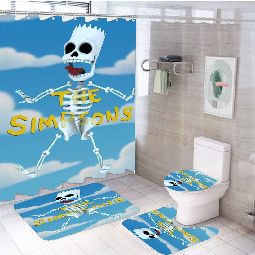 Skeleton Bart Simpsons 4Pcs Bathroom Set Shower Curtain