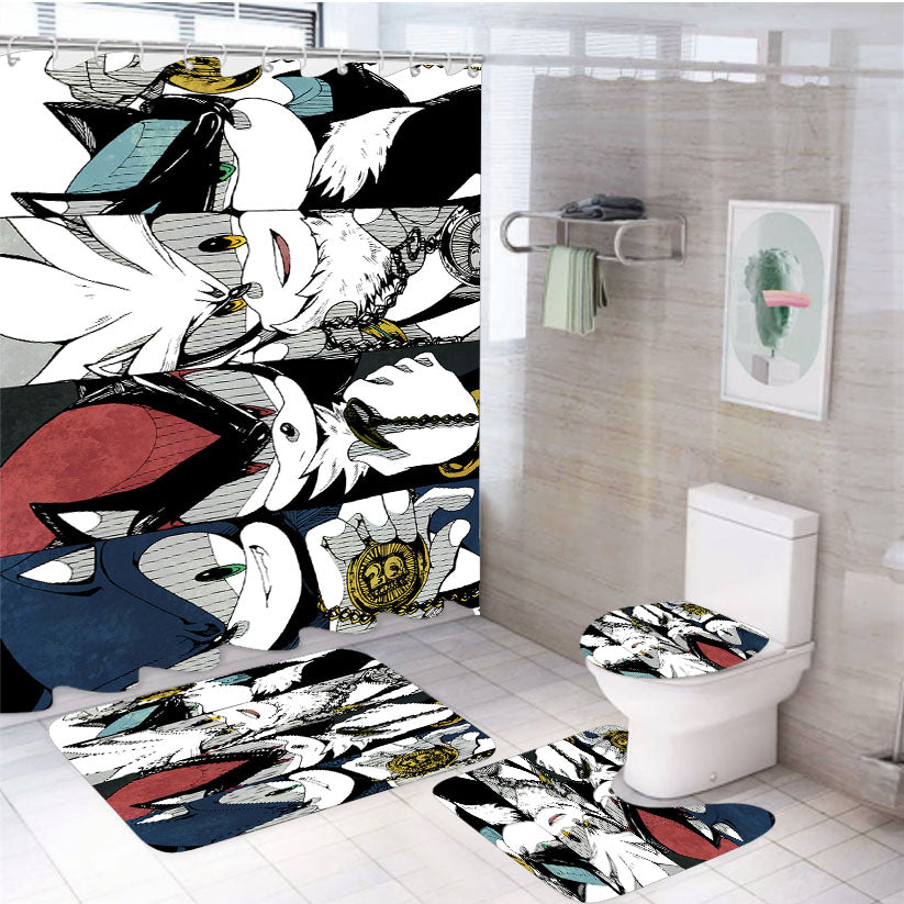 Sonic The Hedgehog Colors 4Pcs Bathroom Set Shower Curtain