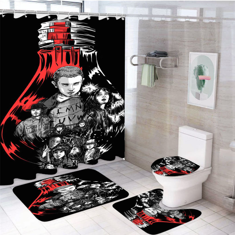 Stranger Thing Lamp 4Pcs Bathroom Set Shower Curtain