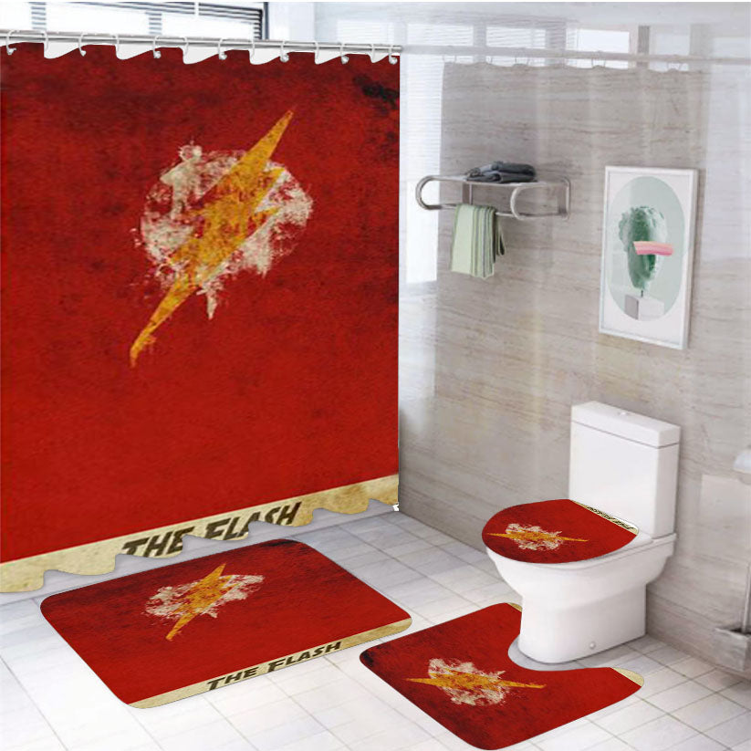 Symbol The Flash 4Pcs Bathroom Set Shower Curtain
