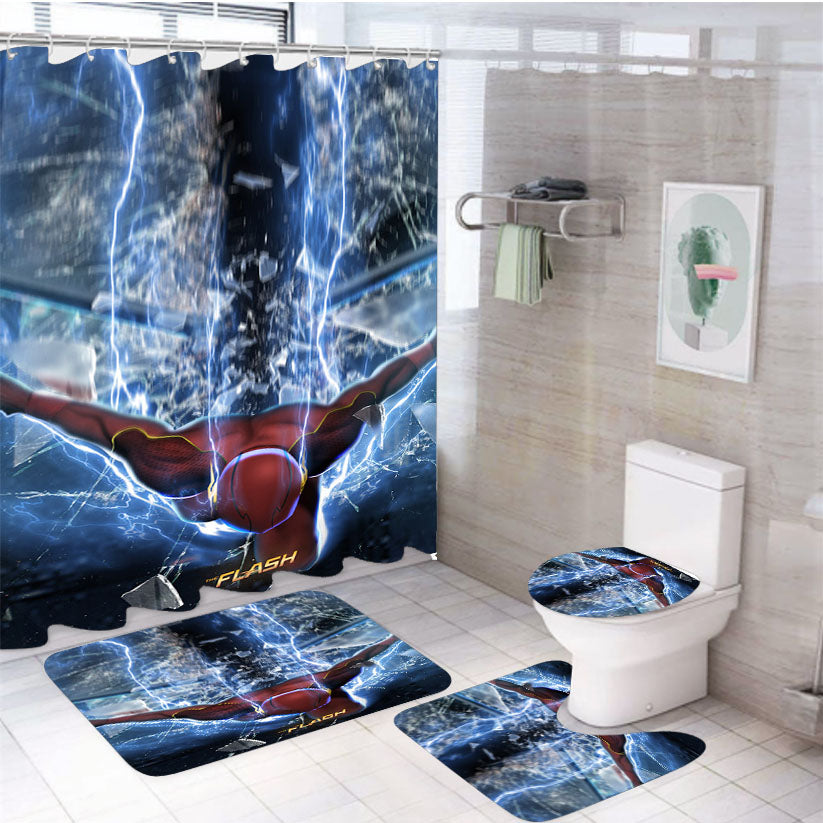 The Flash Artwork Poster 2 4Pcs Bathroom Set Shower Curtain
