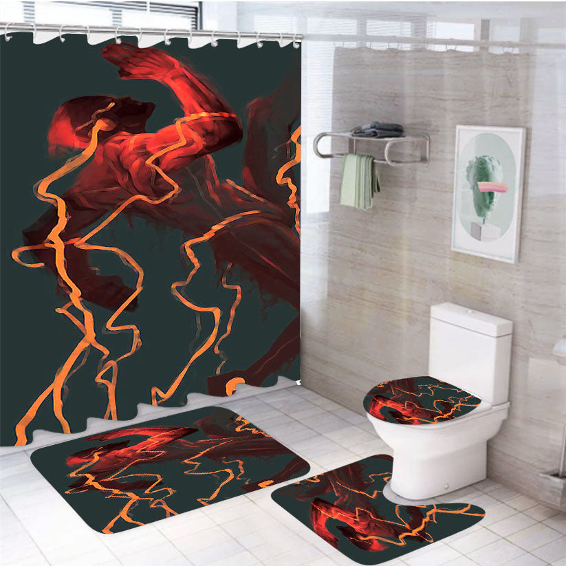 The Flash Brush Paint 4Pcs Bathroom Set Shower Curtain
