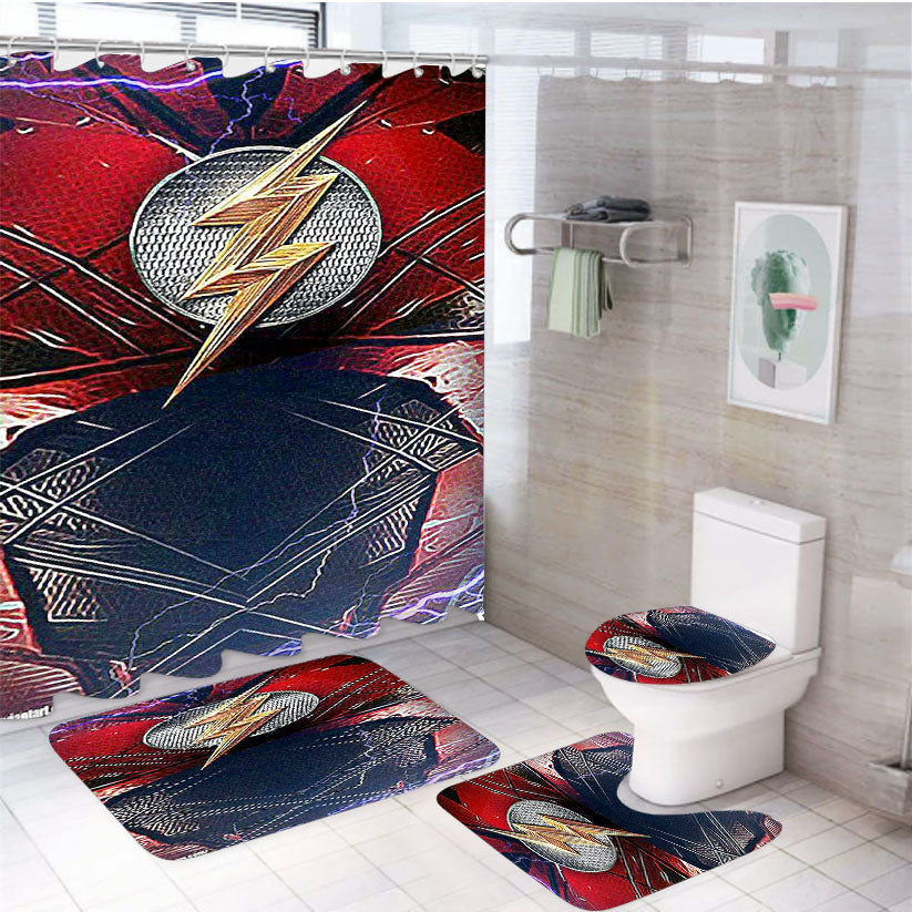 The Flash Chest Logo 4Pcs Bathroom Set Shower Curtain