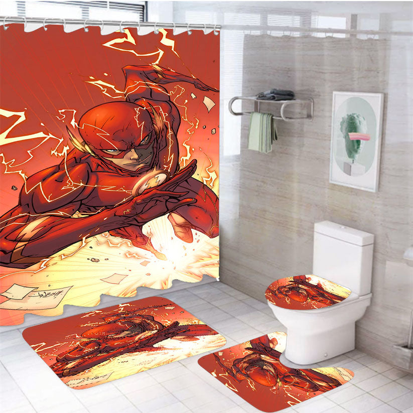 The Flash Colors 4Pcs Bathroom Set Shower Curtain