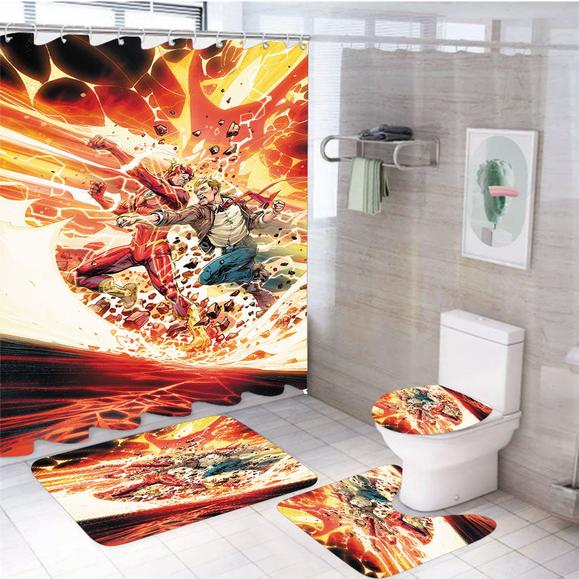 The Flash Comic 71 4Pcs Bathroom Set Shower Curtain