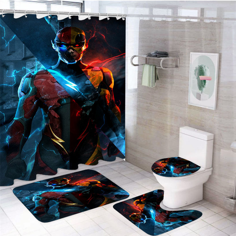 The Flash Hero Light 4Pcs Bathroom Set Shower Curtain
