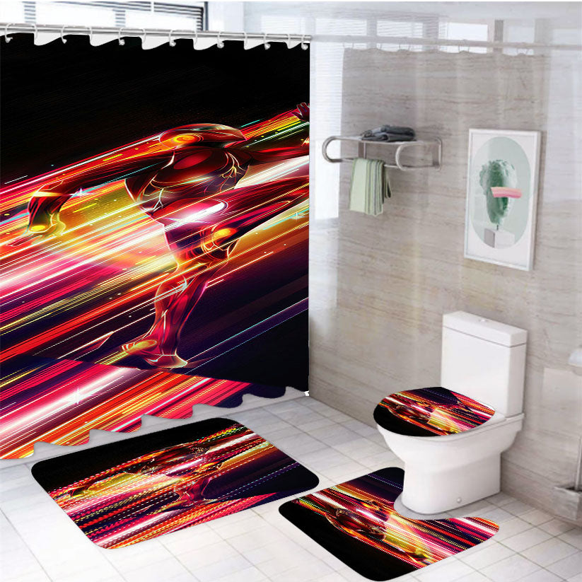 The Flash Light 4Pcs Bathroom Set Shower Curtain