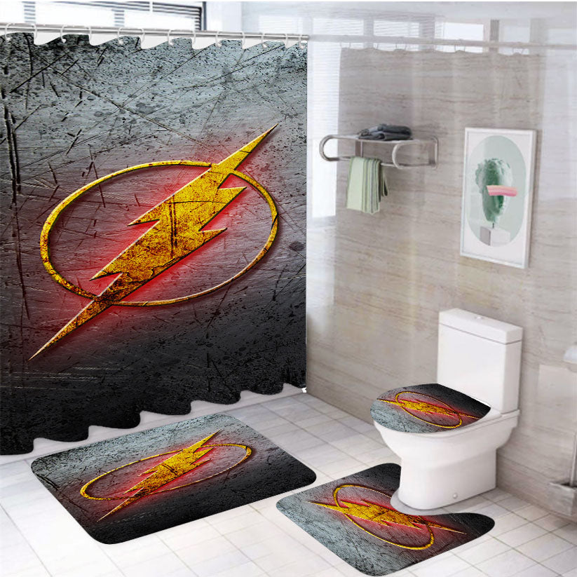 The Flash Metal Logo 4Pcs Bathroom Set Shower Curtain