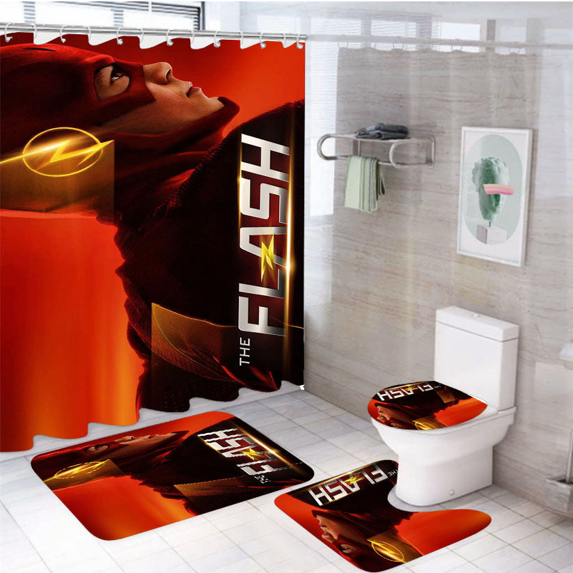 The Flash Poster 4Pcs Bathroom Set Shower Curtain