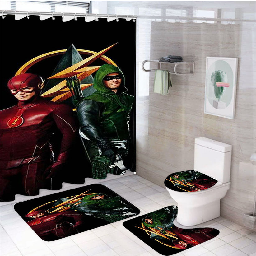 The Flash Vs Green Arrow Dc 4Pcs Bathroom Set Shower Curtain