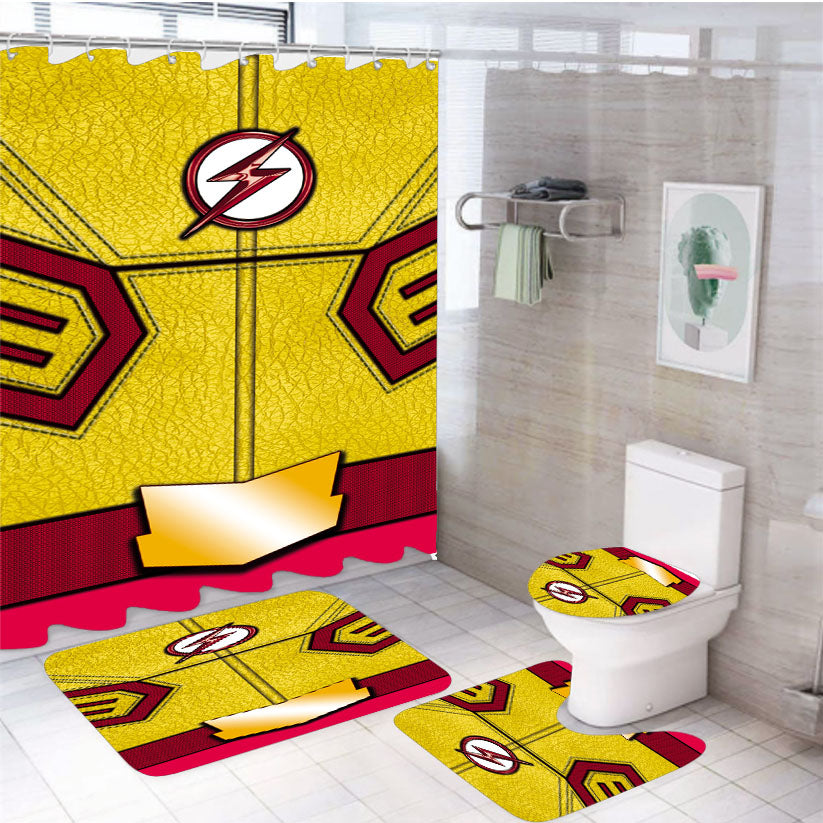 The Kid Flash Yellow Body Custome Suit 4Pcs Bathroom Set Shower Curtain