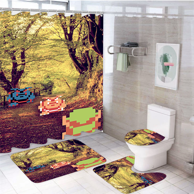 The Legend Of Zelda Pixel Art Minecraft 4Pcs Bathroom Set Shower Curtain