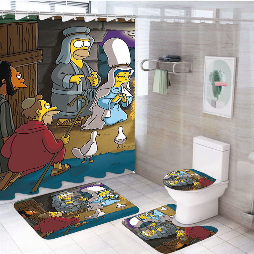 The Simpson Christmas 4Pcs Bathroom Set Shower Curtain