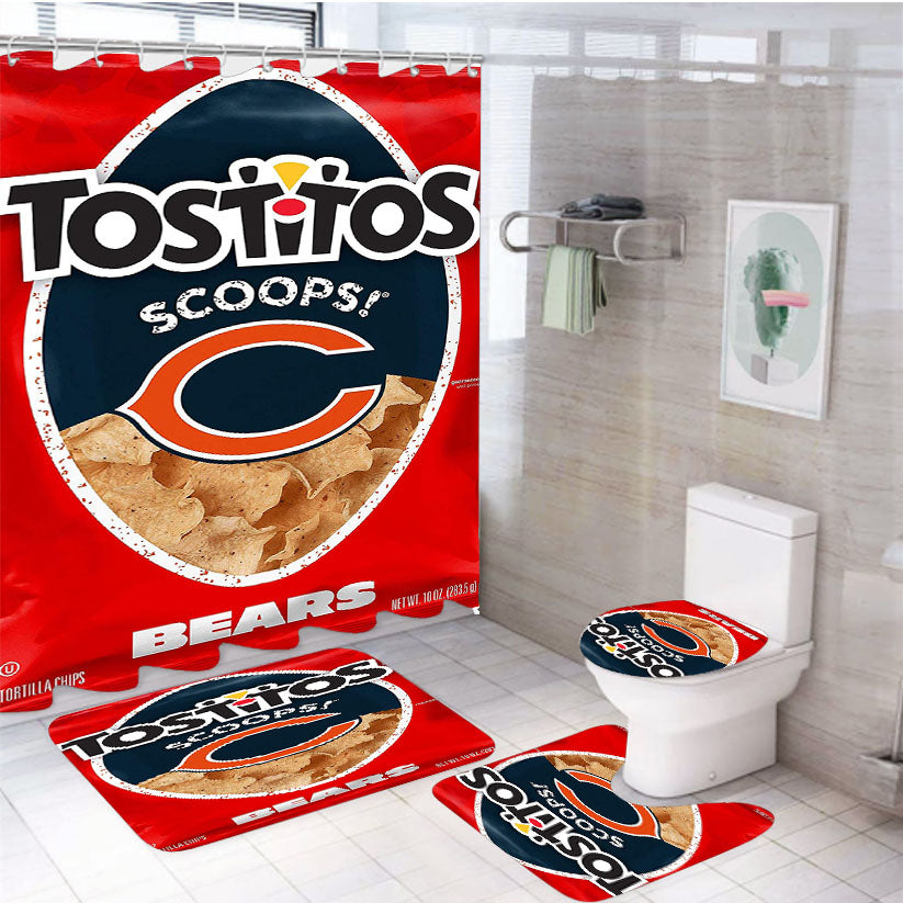Tostitos Chicago Bears 4Pcs Bathroom Set Shower Curtain