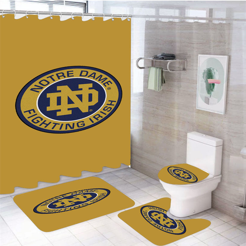 University Of Notre Dame Fighting Irish Logo Roundel Area 4Pcs Bathroom Set Shower Curtain