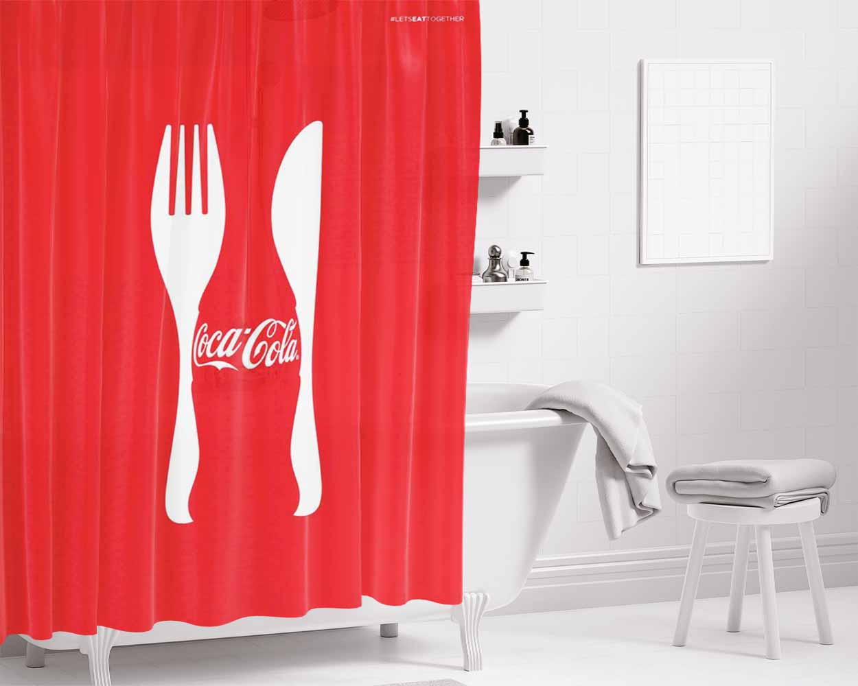 Coca Cola Bathroom Shower Curtain Fabric Waterproof | 66 X 72 Inch