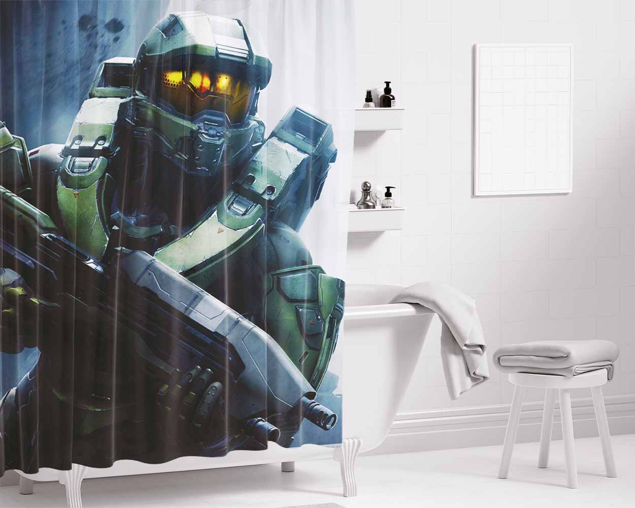 Halo 5 Guardians Master Chief Bathroom Shower Curtain Fabric Waterproof | 66 X 72 Inch