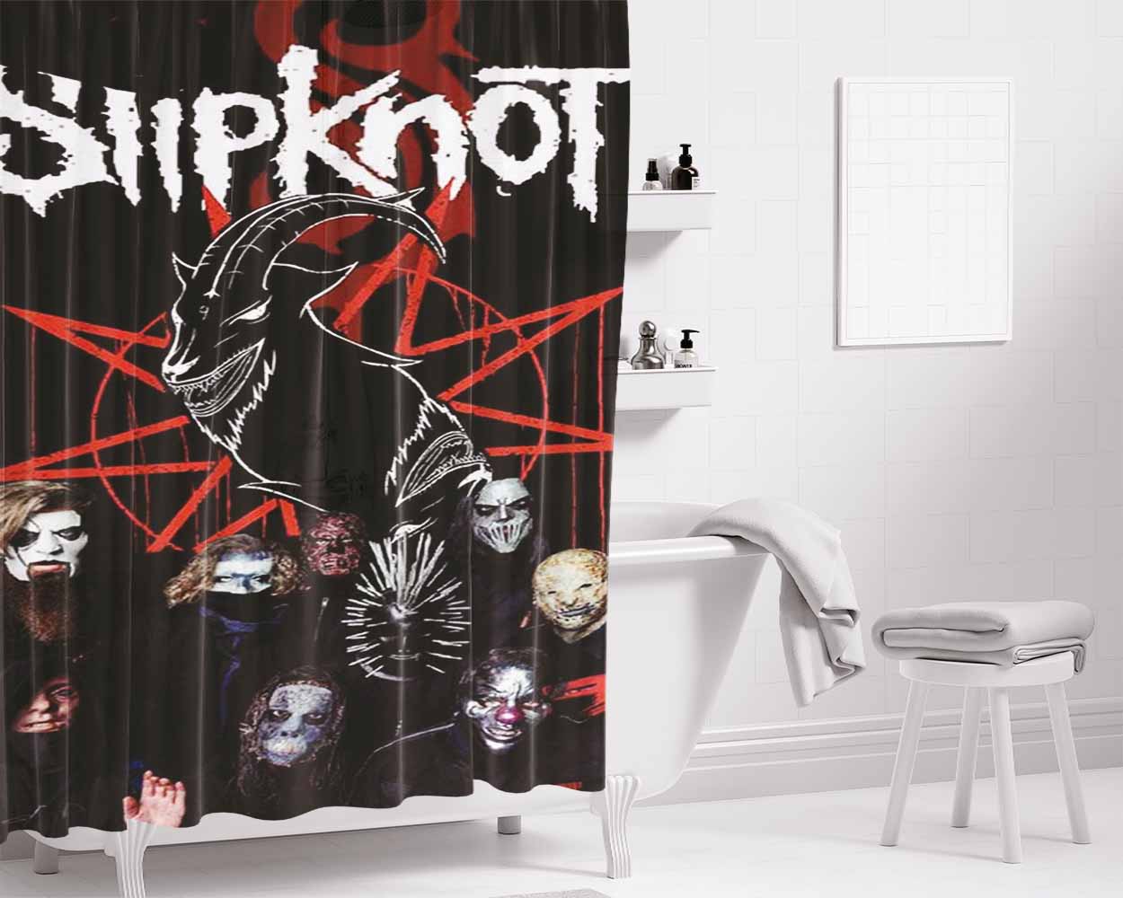 Slipknot Band Poster Art Bathroom Shower Curtain Fabric Waterproof | 66 X 72 Inch