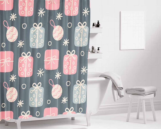 Christmas Patterns Set 09 Bathroom Shower Curtain Fabric Waterproof | 66 X 72 Inch