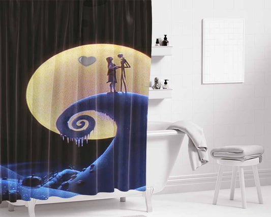 Love The Nightmare Before Christmas 2 Bathroom Shower Curtain Fabric Waterproof | 66 X 72 Inch