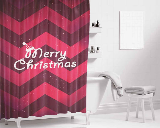 Merry Christmas Cute  Bathroom Shower Curtain Fabric Waterproof | 66 X 72 Inch