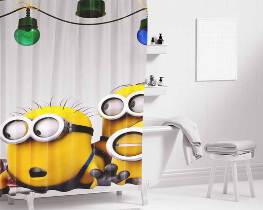 Minion Christmas Bathroom Shower Curtain Fabric Waterproof | 66 X 72 Inch