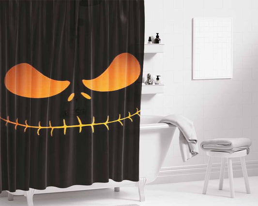 Nightmare Before Christmas Jack Face Glow Bathroom Shower Curtain Fabric Waterproof | 66 X 72 Inch