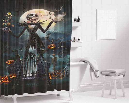 Nightmare Before Christmas Jack Bathroom Shower Curtain Fabric Waterproof | 66 X 72 Inch