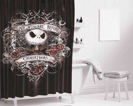 The Nightmare Before Christmas Black Bathroom Shower Curtain Fabric Waterproof | 66 X 72 Inch