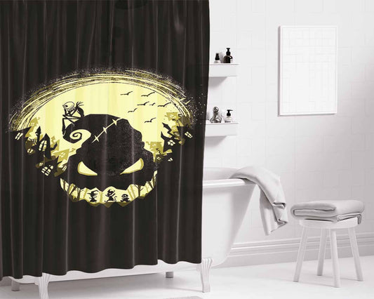 The Nightmare Before Christmas Halloween Bathroom Shower Curtain Fabric Waterproof | 66 X 72 Inch
