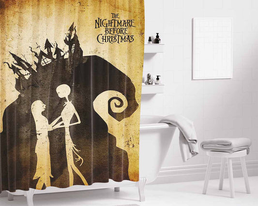 Tim Burton Nightmare Before Christmas Bathroom Shower Curtain Fabric Waterproof | 66 X 72 Inch