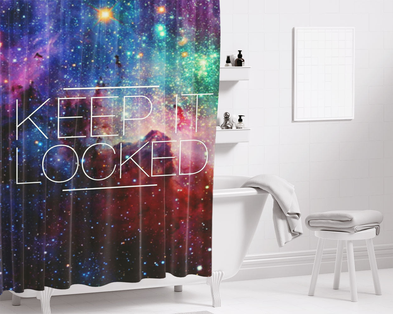 Keep It Locked Bathroom Shower Curtain Fabric Waterproof | 66 X 72 Inch